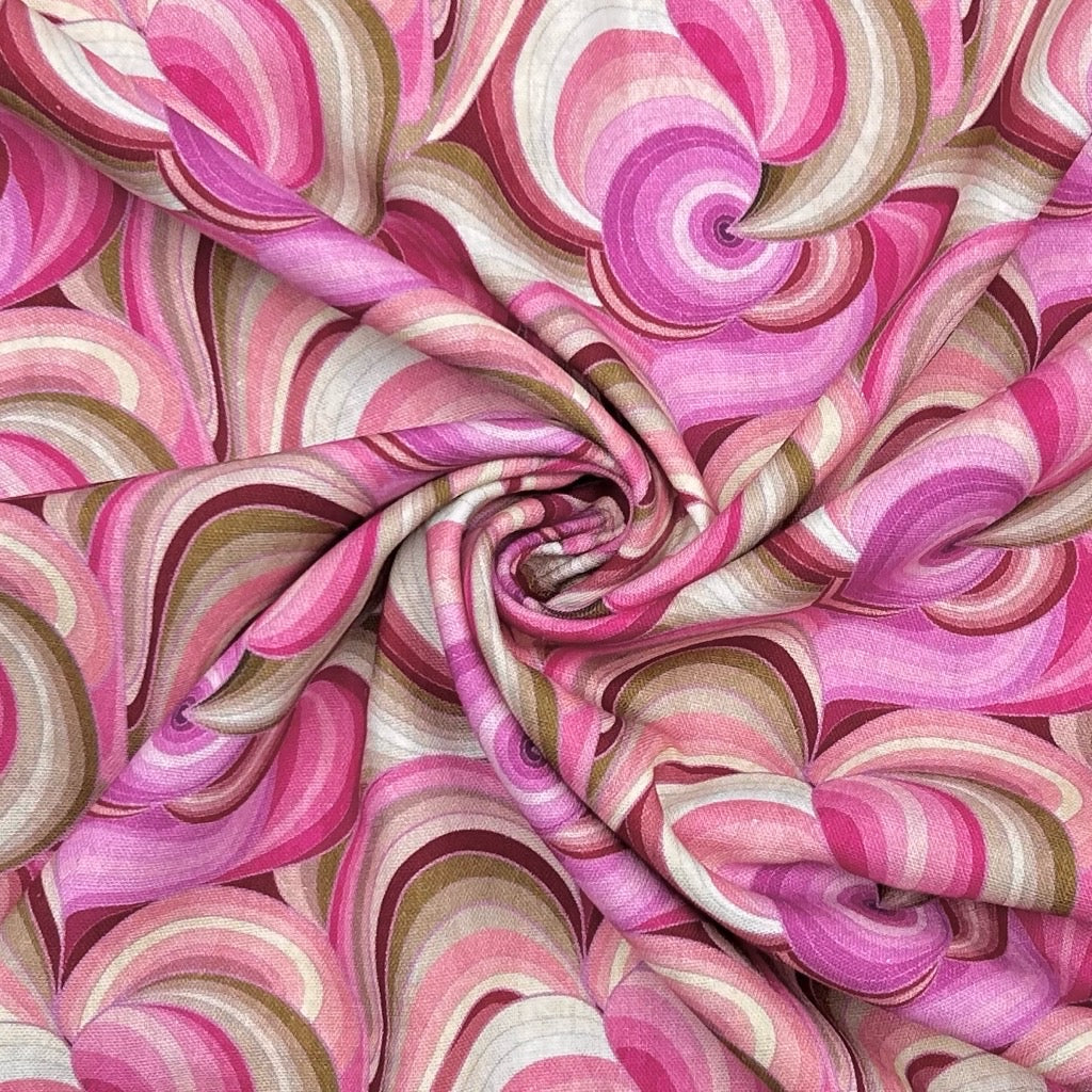 Pink Whirl Linen Mix Fabric