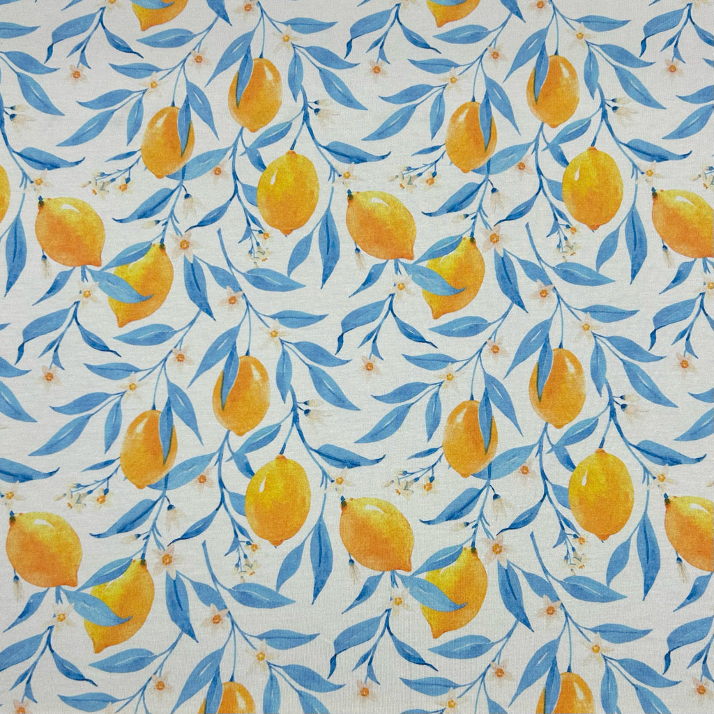 Lemon Branches Viscose Jersey Fabric - Clearance