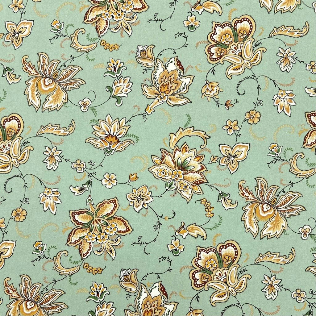 Persian Garden Rose & Hubble Cotton Poplin Fabric