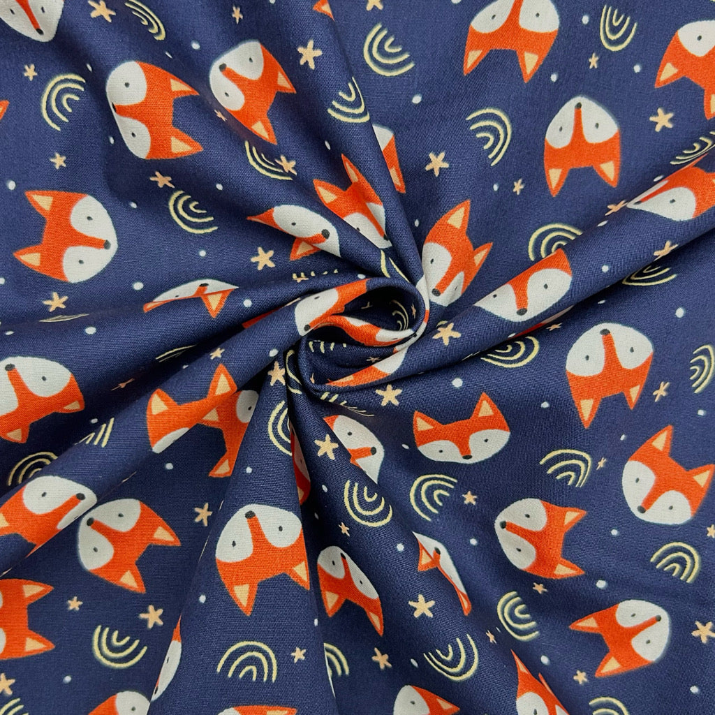 Moonlit Foxes Rose & Hubble Cotton Poplin Fabric