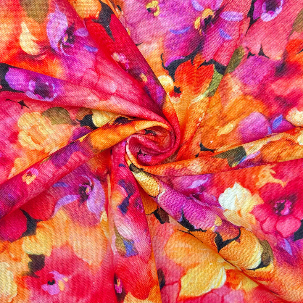 Flower Fusion Linen Viscose Fabric