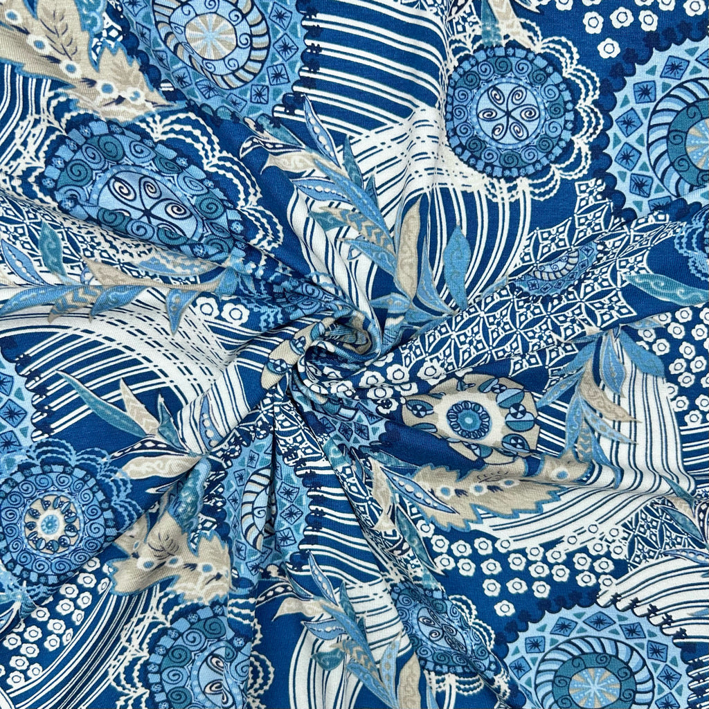 Boho Floral Viscose Jersey Fabric