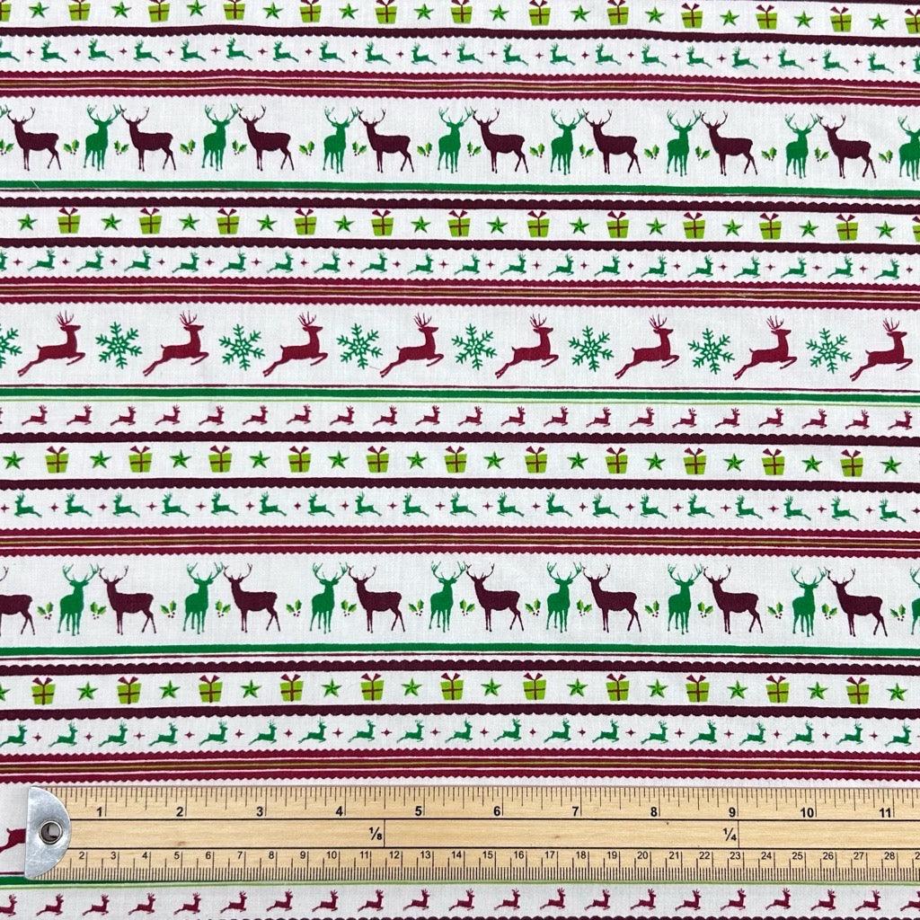 Reindeer Stripes Polycotton Fabric - Pound Fabrics