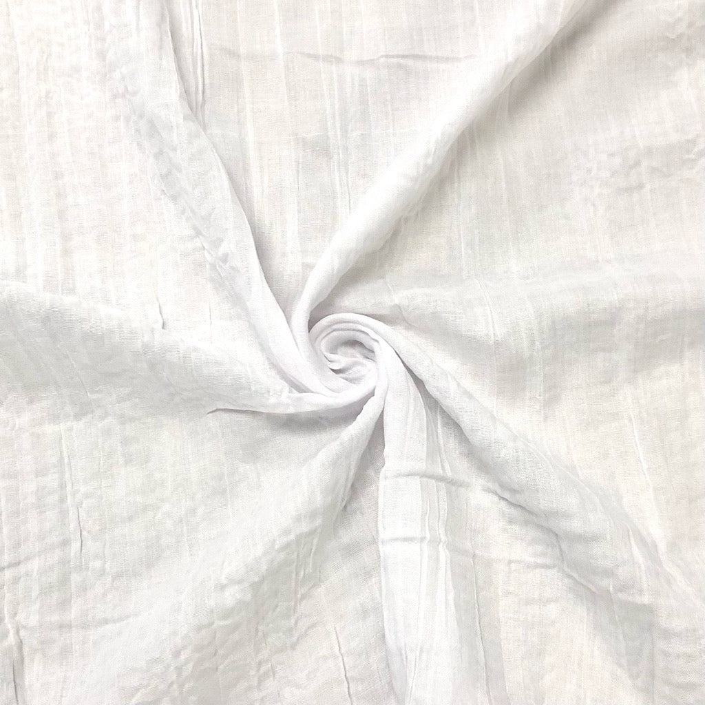 White Crinkle Polycotton Voile Fabric - Seconds