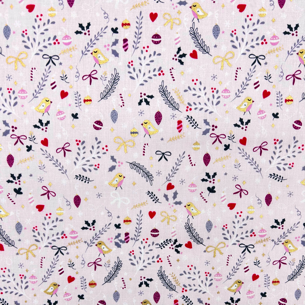 Holiday Tweets Cotton Poplin Fabric