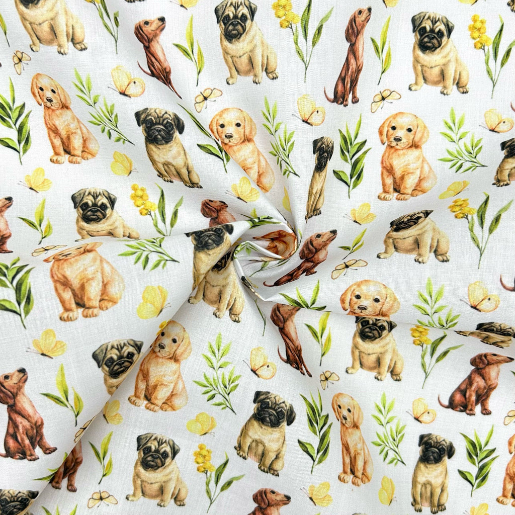 Paws and Petals Polycotton Fabric