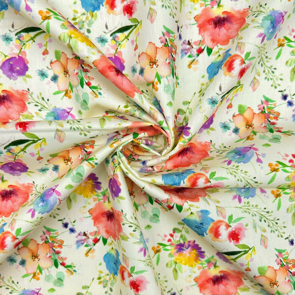 Petal Splash Rose & Hubble Cotton Poplin Fabric