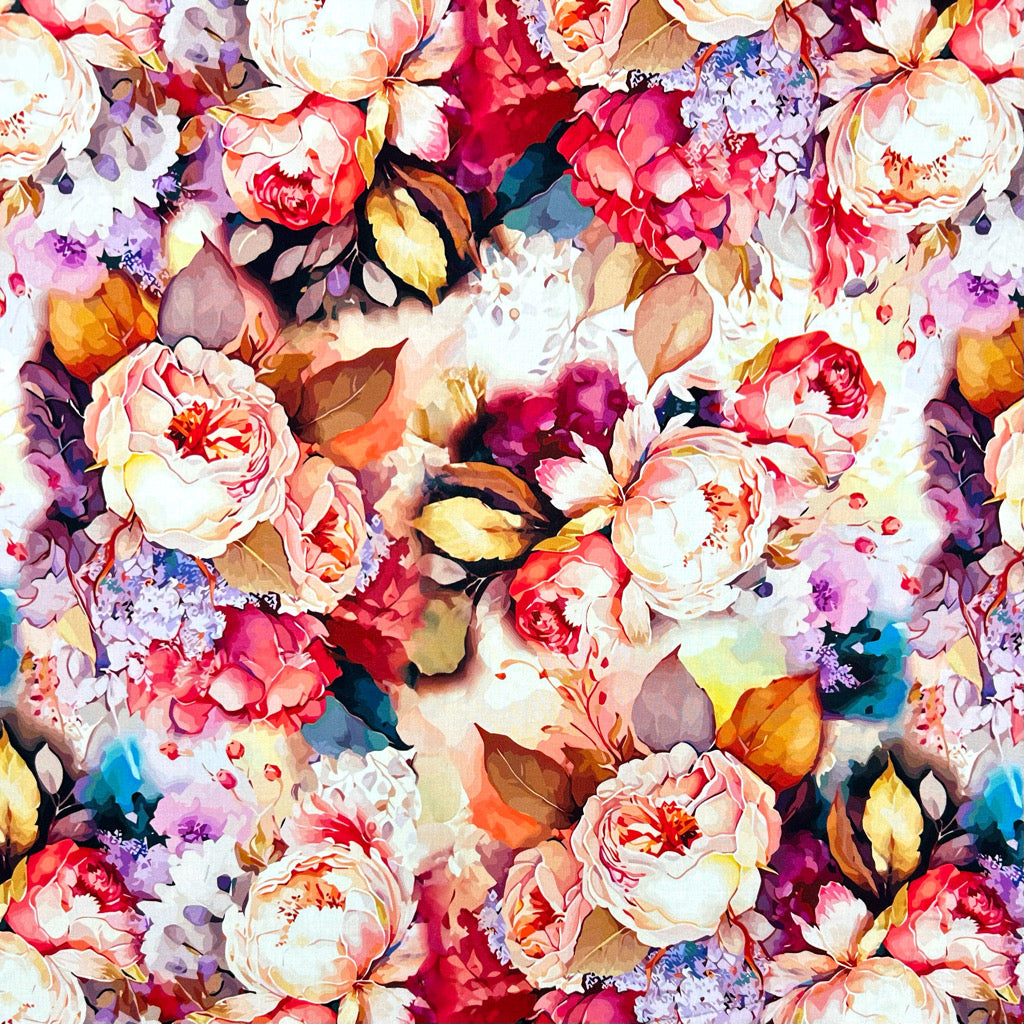 Spring Peony Viscose Poplin Fabric