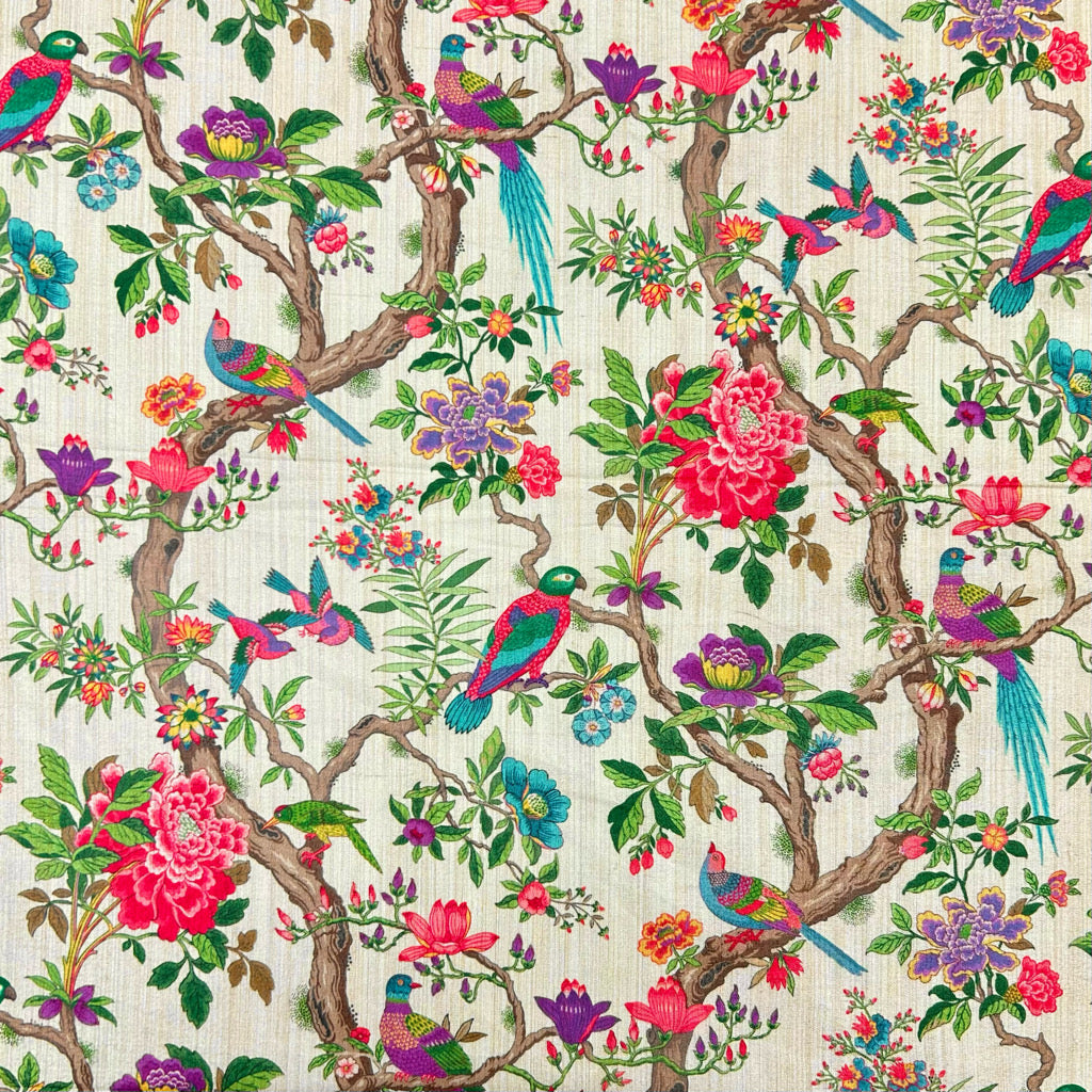 Birdsongs Faux Silk Fabric - Pound Fabrics