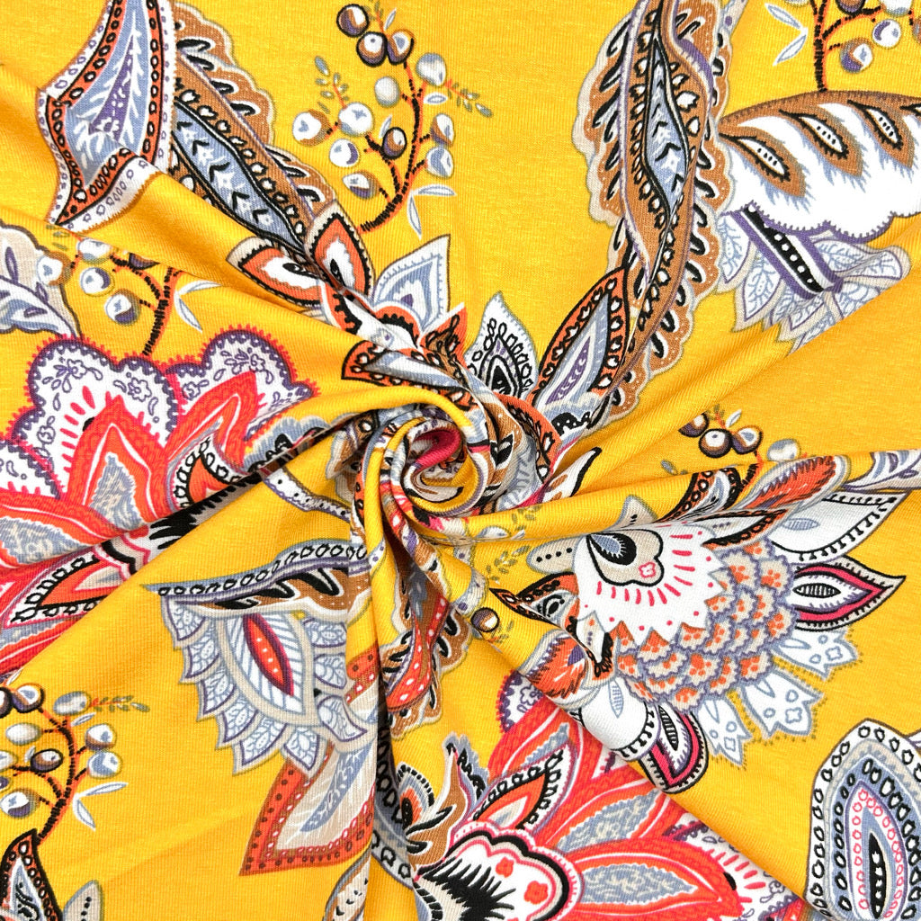 Yellow Garden Viscose Jersey Fabric