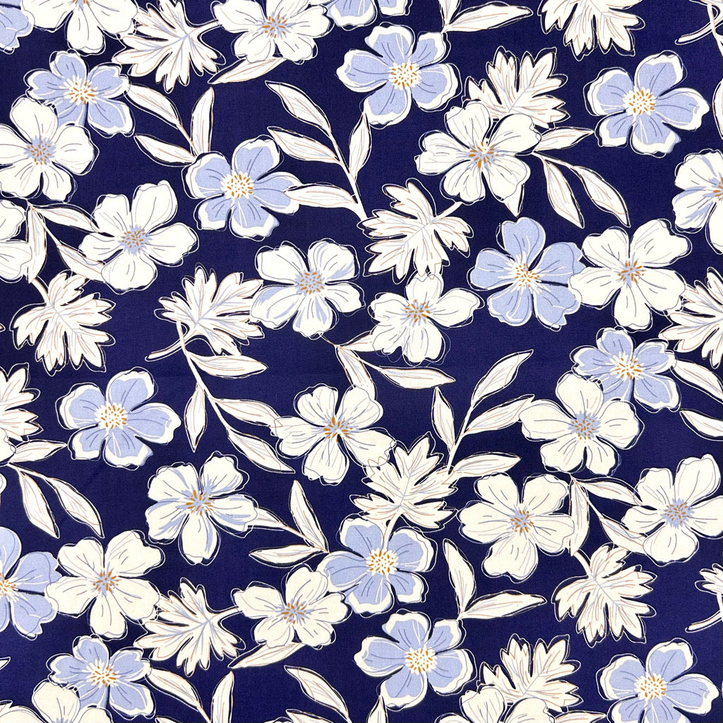 Floral Harmony Rose & Hubble Cotton Poplin Fabric