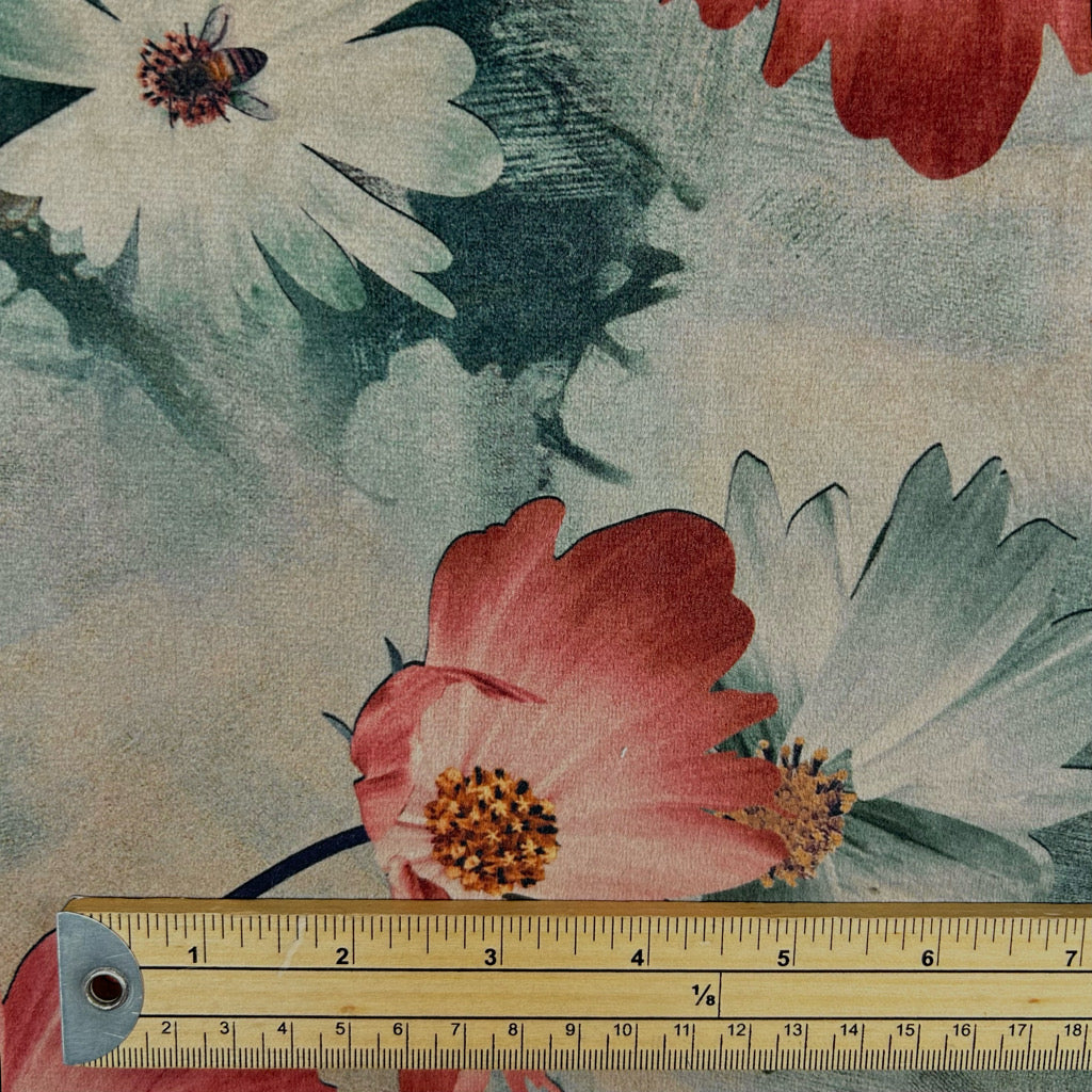 Vintage Daisy Stretch Velvet Fabric