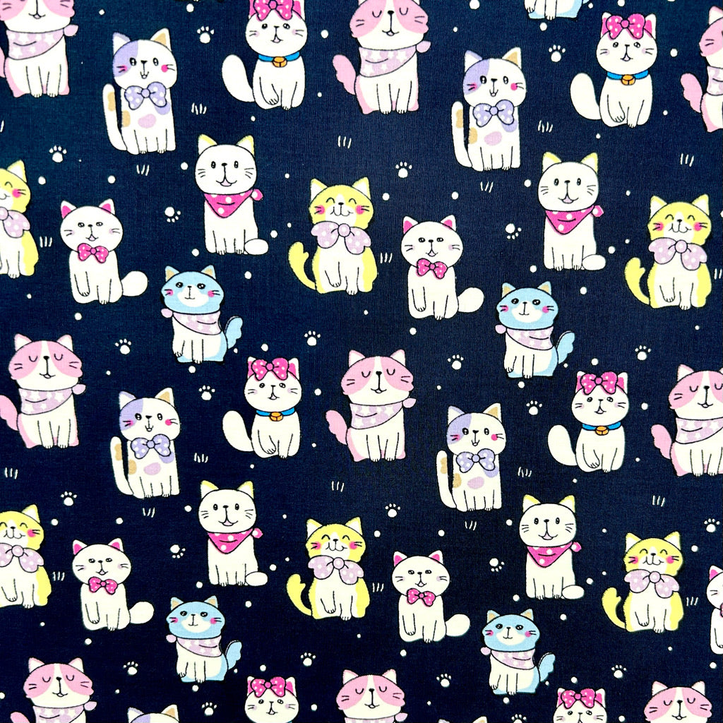 Kitty Squad Cotton Poplin Fabric