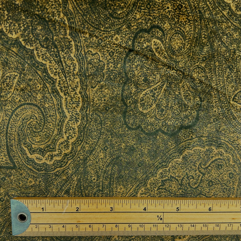 Green Paisley Stretch Velvet Fabric