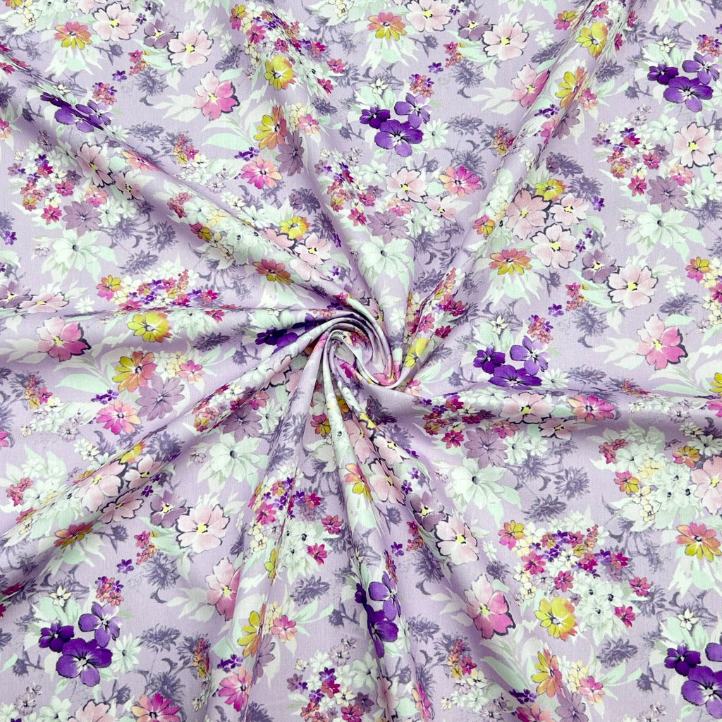 Charming Flowers Rose &amp; Hubble Cotton Poplin Fabric - Pound Fabrics