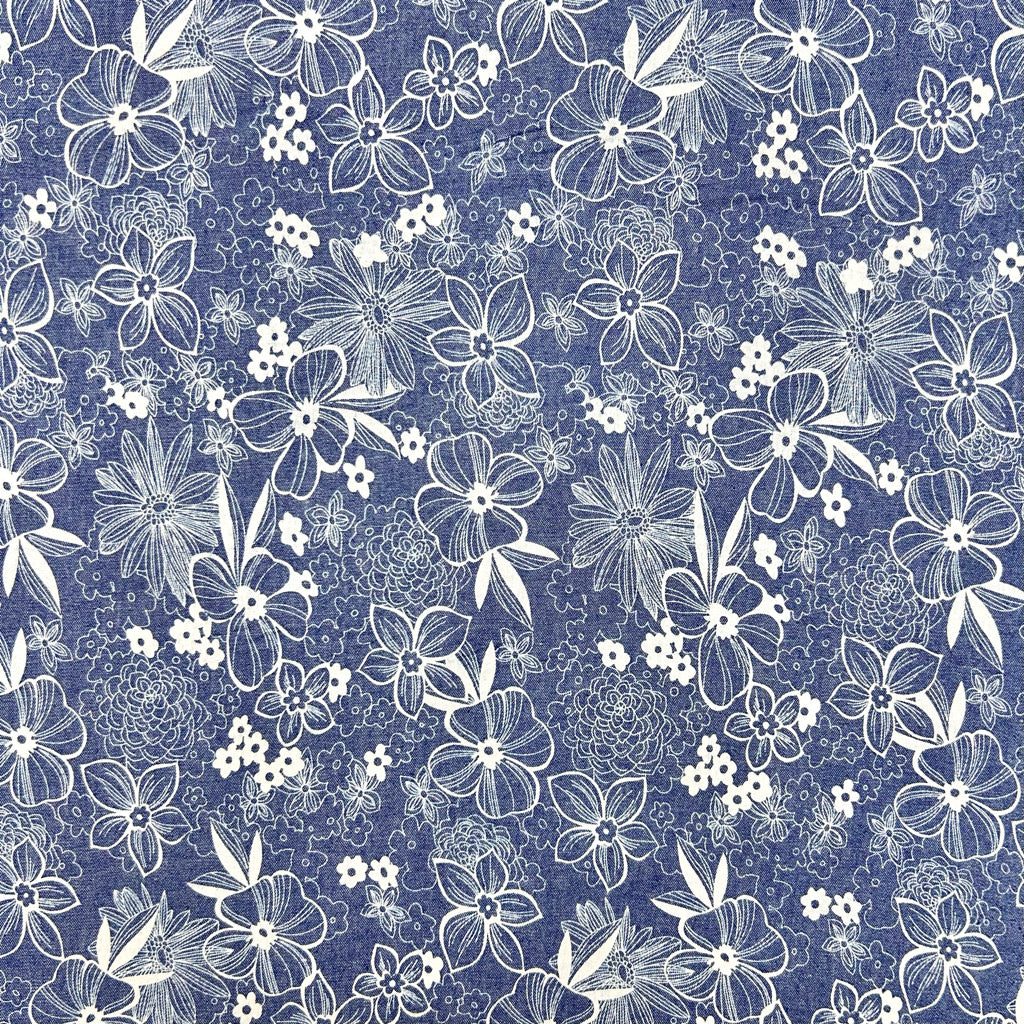 Botanic Line Chambray Denim Fabric