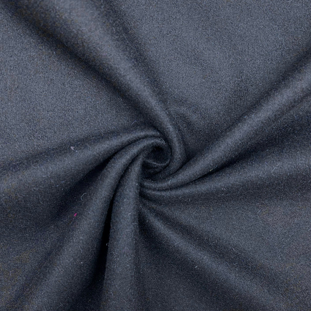 Navy Shadow Wool Blend Fabric