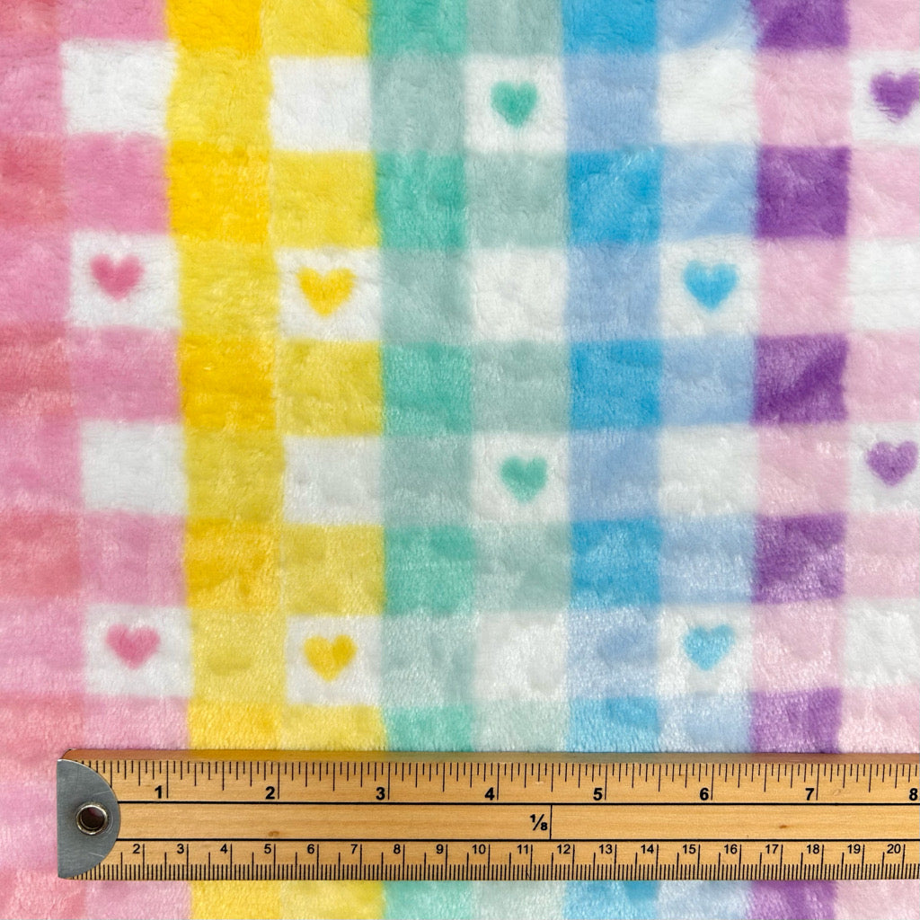 Happy Hearts Check Cuddle Fleece Fabric