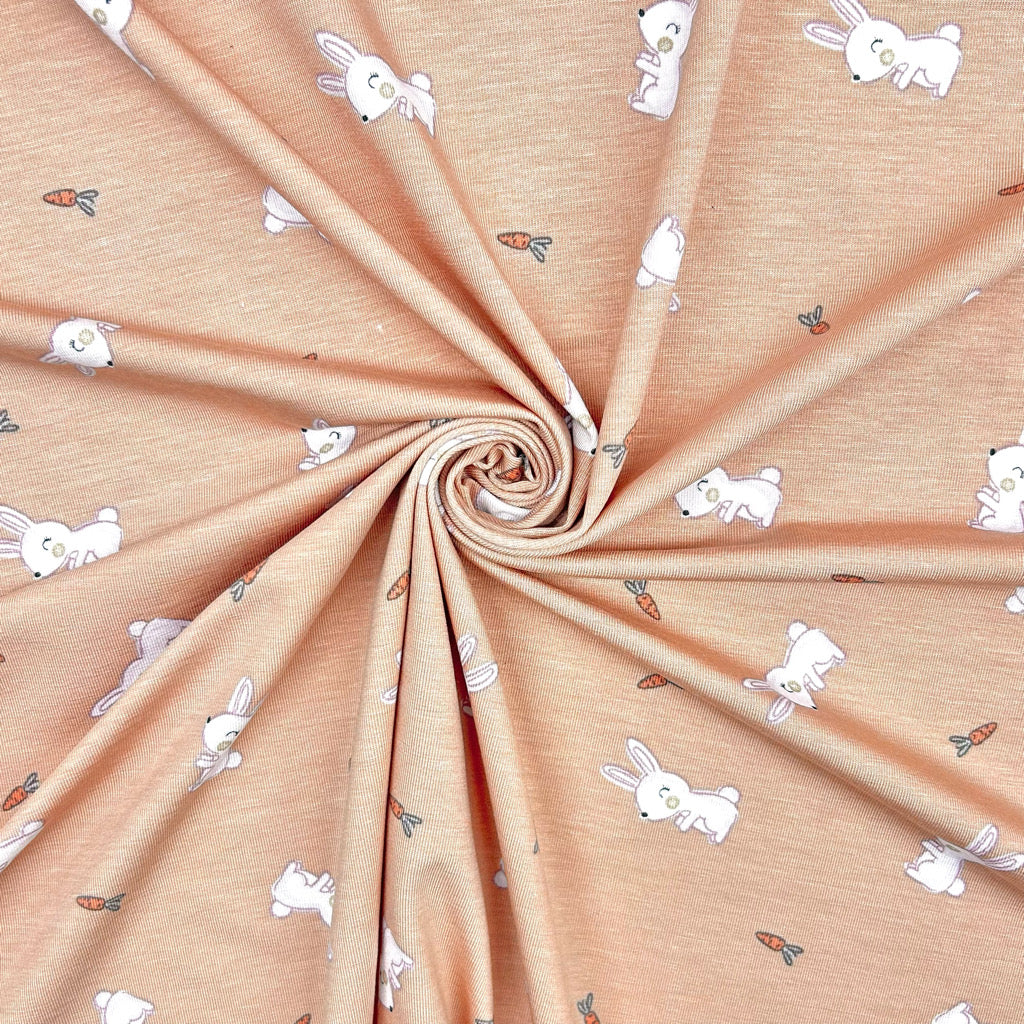 Bouncing Bunnies Bamboo Cotton Jersey Fabric
