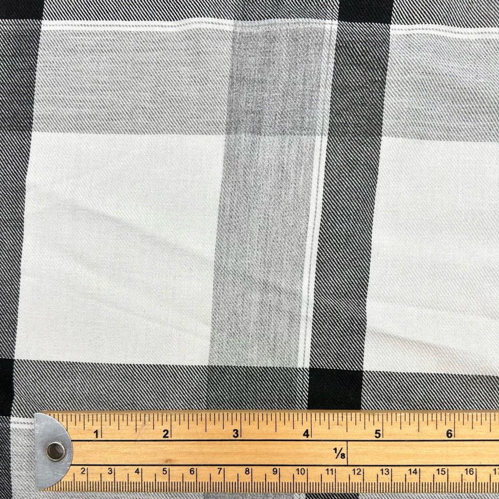 Graphite Check Viscose Fabric