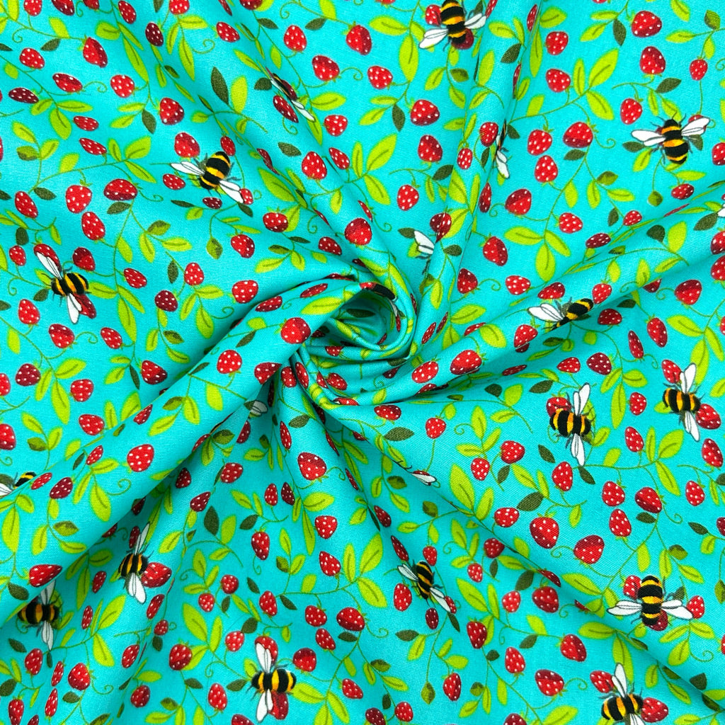 Berry Buzz Rose & Hubble Cotton Poplin Fabric