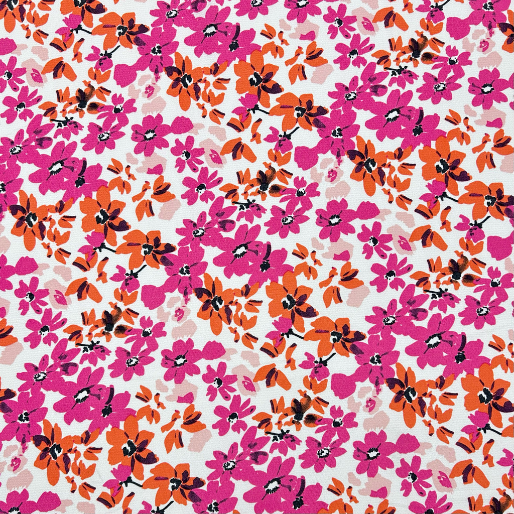 Bright Bouquet Polyester Crepe Fabric