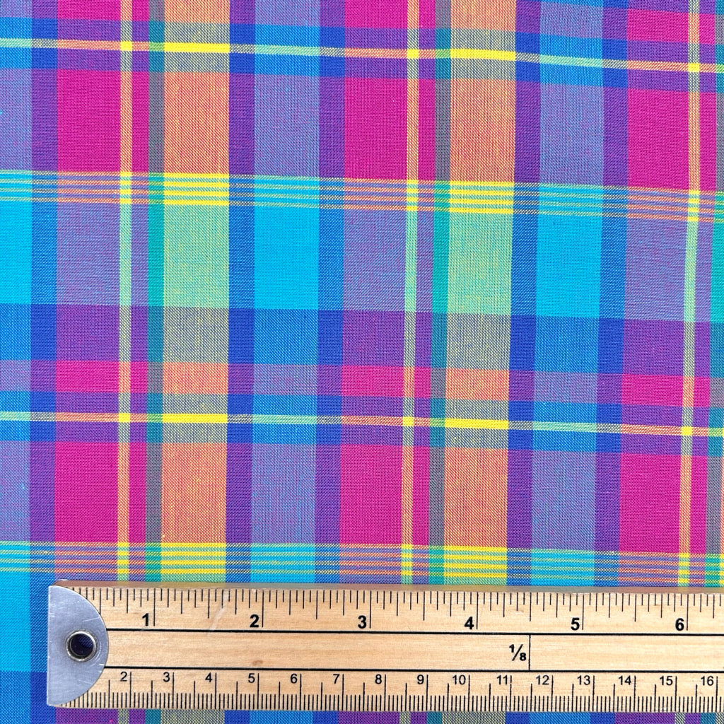 Electric Tones Madras Check Cotton Fabric
