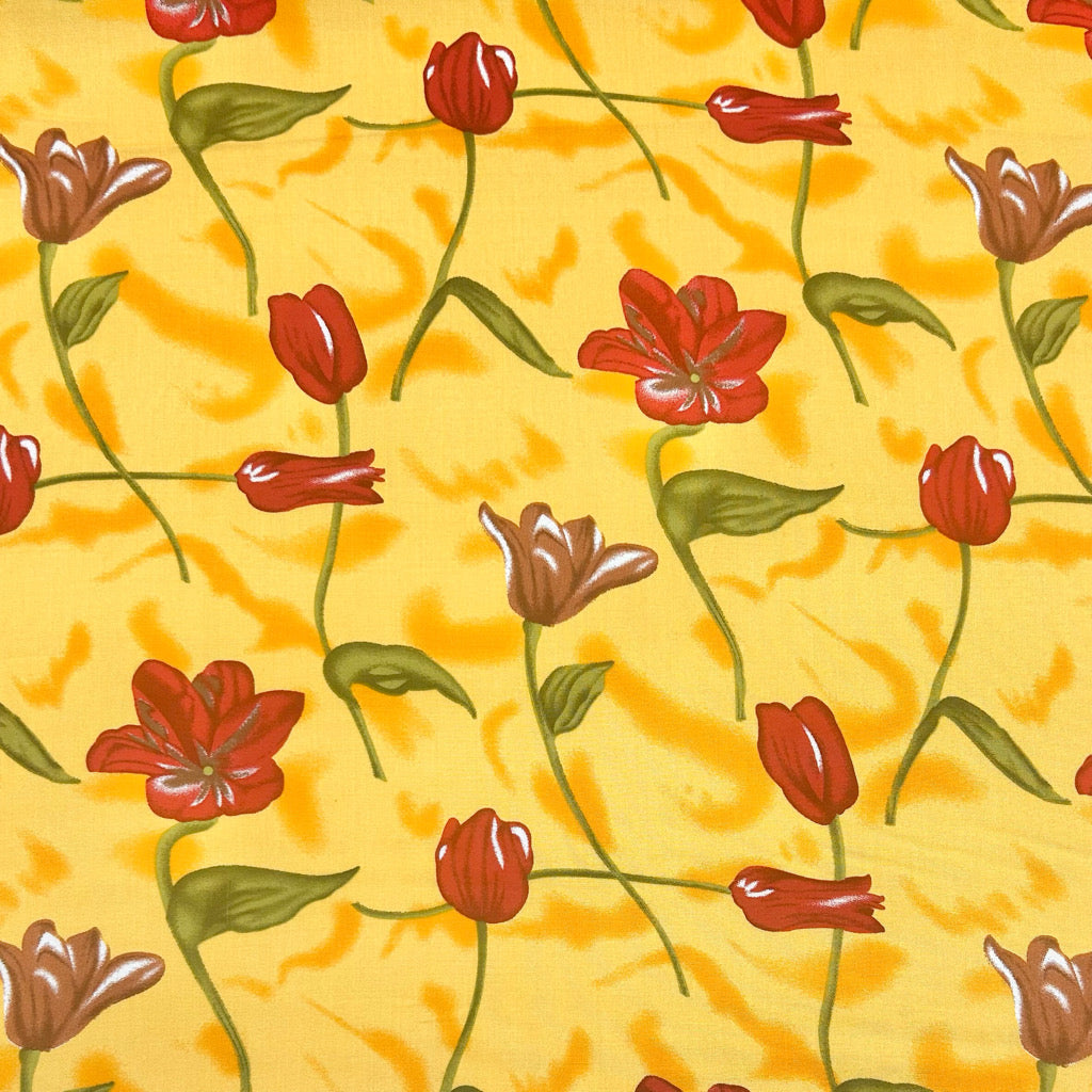 Blooming Roses Viscose Challis Fabric