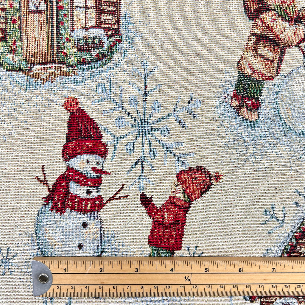 Snowman Fun Lurex Tapestry Fabric