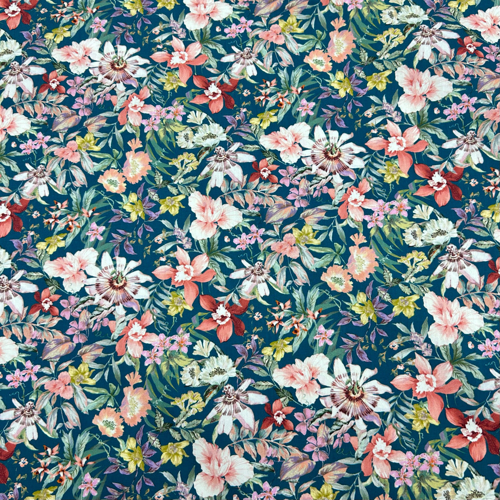 Bright Botanical Rose &amp; Hubble Cotton Poplin Fabric