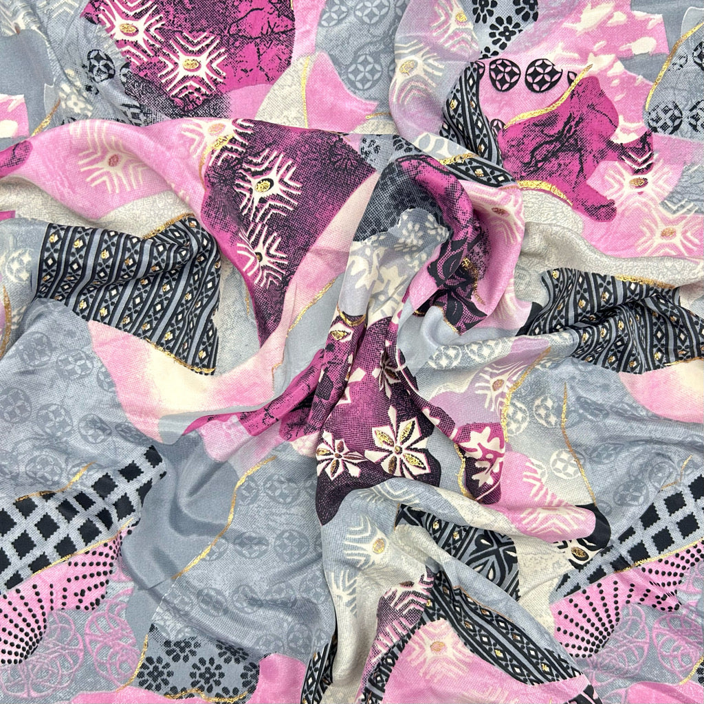 Mixed Panels Silky Polyester Fabric