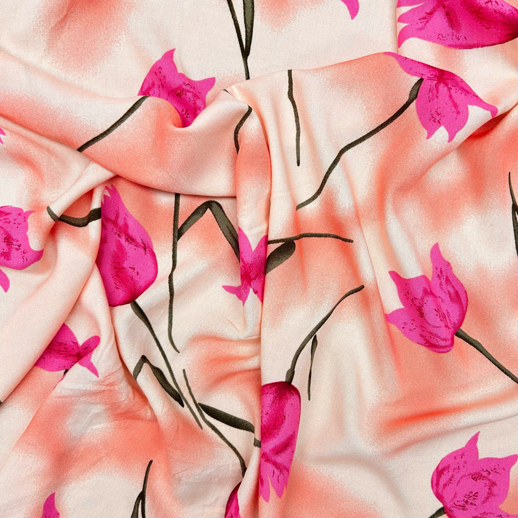 Spring Petals Viscose Challis Fabric