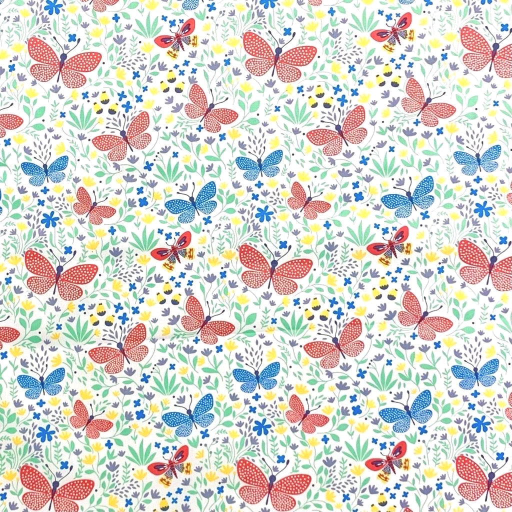 Butterfly Spring Fields Rose &amp; Hubble Cotton Poplin Fabric
