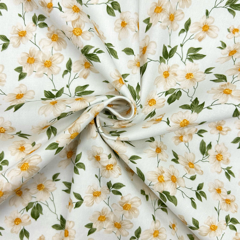 Daisy Blossom Rose & Hubble Cotton Poplin Fabric