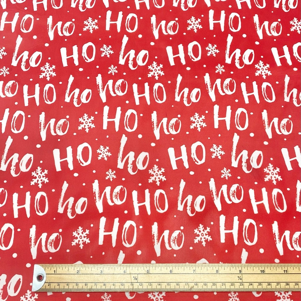HoHoHo and Snowflakes Polyester Lining Fabric