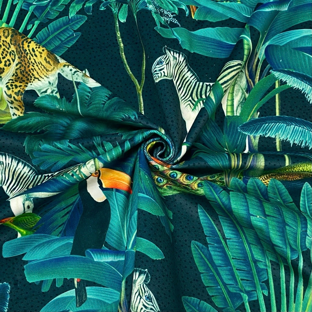 Spotty Tropical Jungle Digital Velvet Fabric