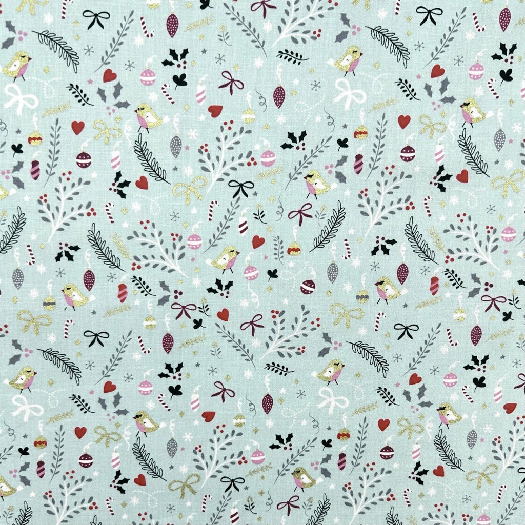 Holiday Tweets Cotton Poplin Fabric