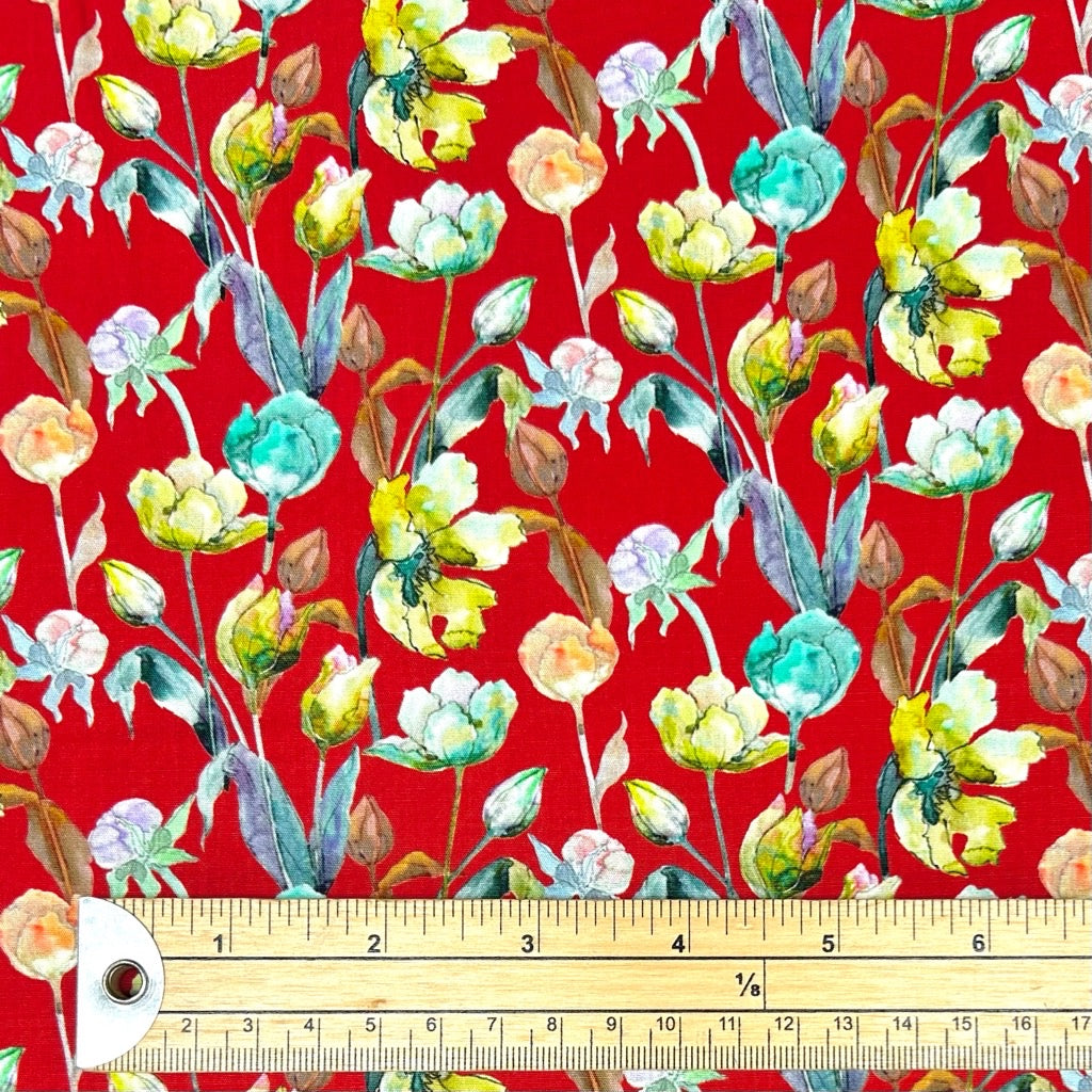 Wild Garden Meadow Rose & Hubble Cotton Poplin Fabric