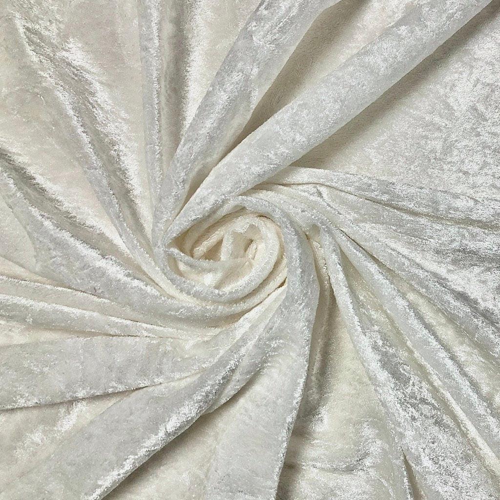 thumbnail image 2 of 60" Wide White Velvet Panne Stretch Fabric – By The Yard (Crushed Velour Look) 2 of 5