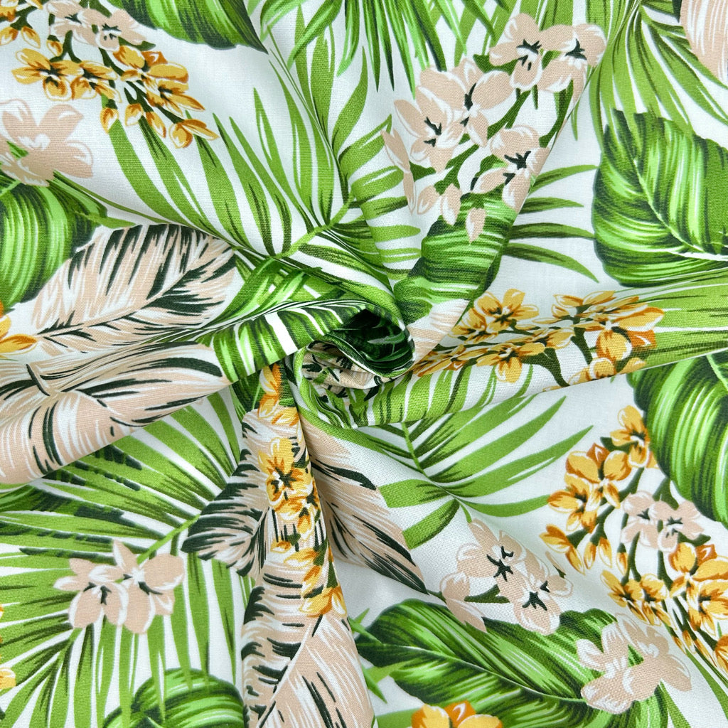Paradise Palms Rose & Hubble Cotton Poplin Fabric