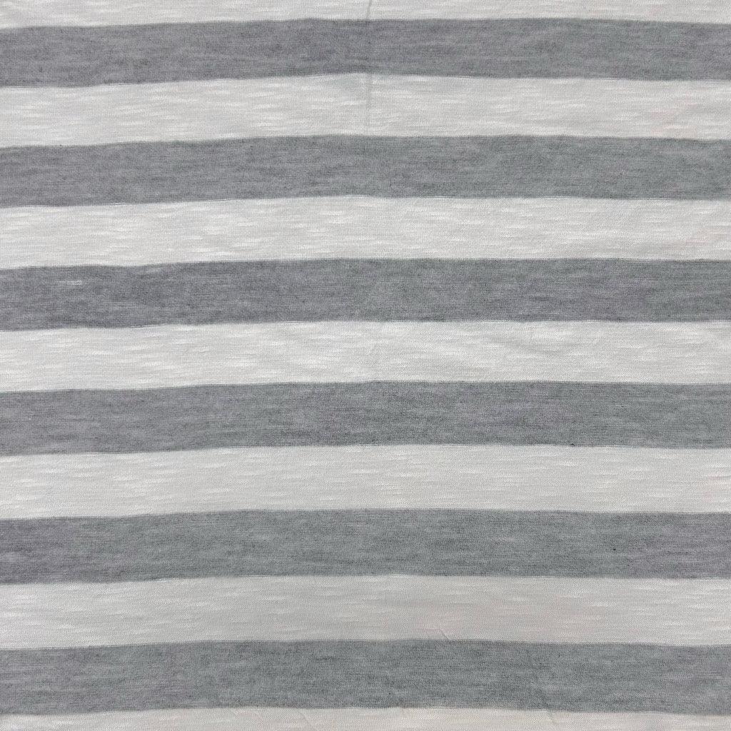 Grey and Ivory Striped Knit Fabric - Pound Fabrics