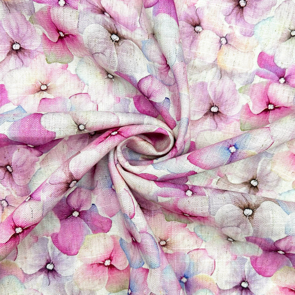 Allover Bloom Linen Viscose Fabric