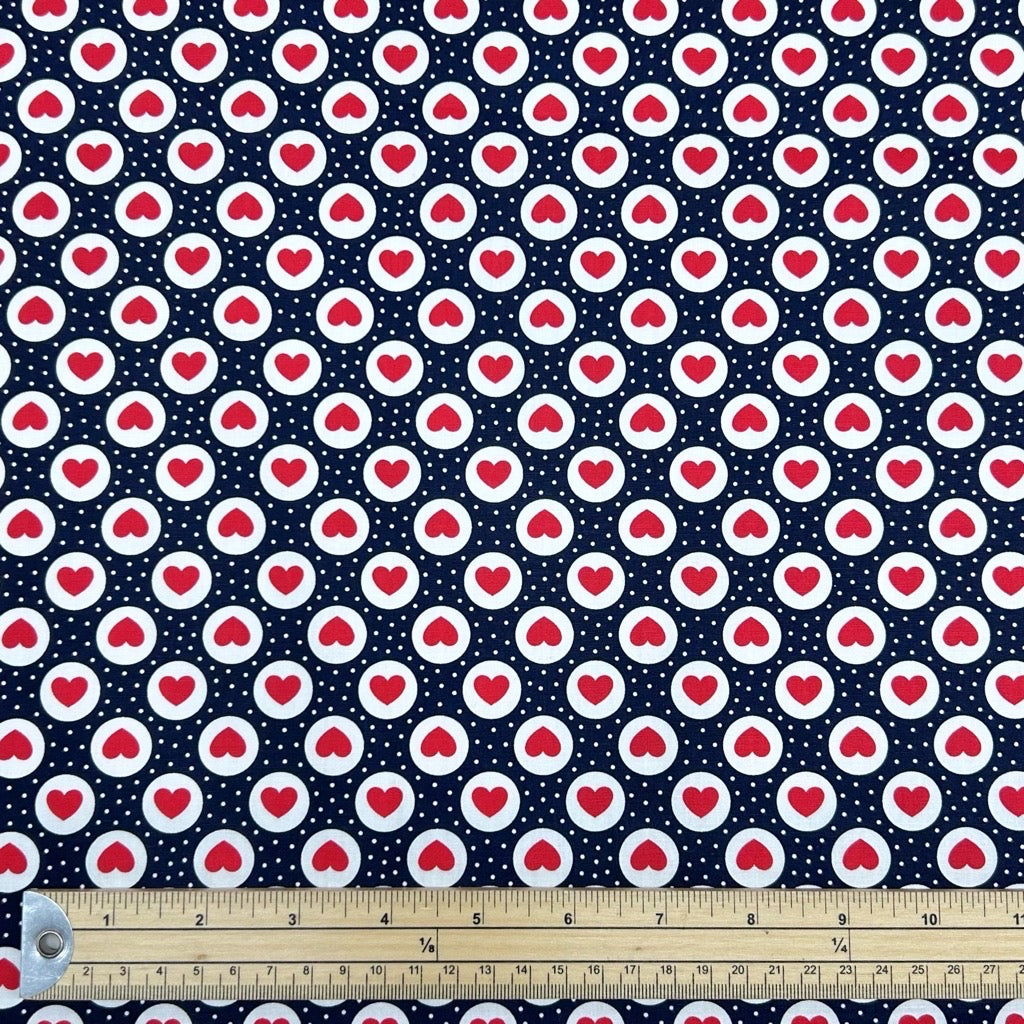 Hearts and Dots Rose &amp; Hubble Cotton Poplin Fabric