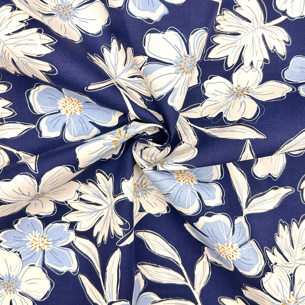 Floral Harmony Rose & Hubble Cotton Poplin Fabric