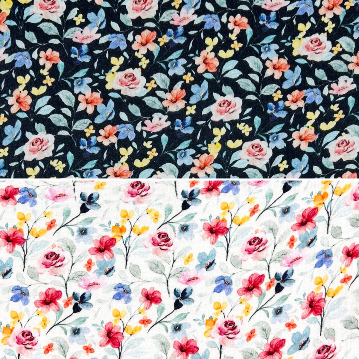 Colourful Blooms Double Gauze Fabric