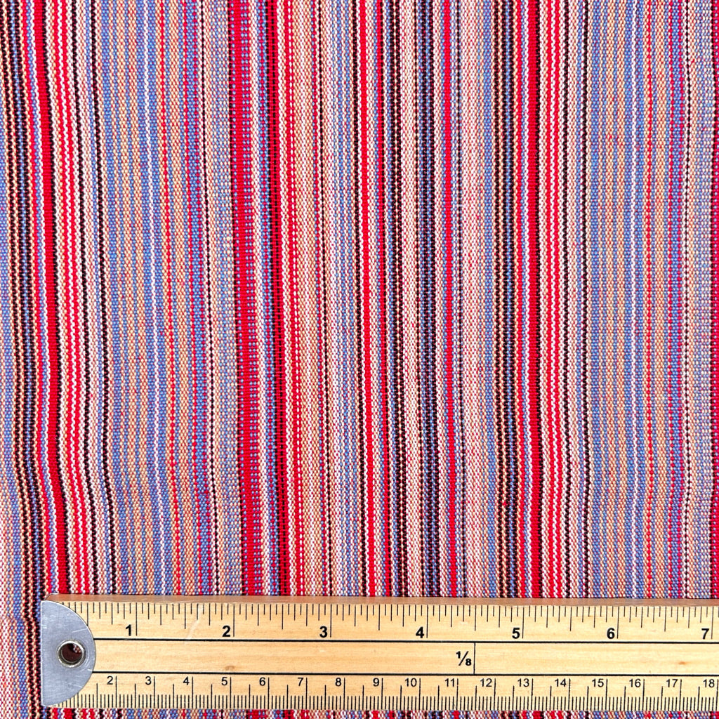 Red and Blue Tribal Print Recycled Jacquard Fabric