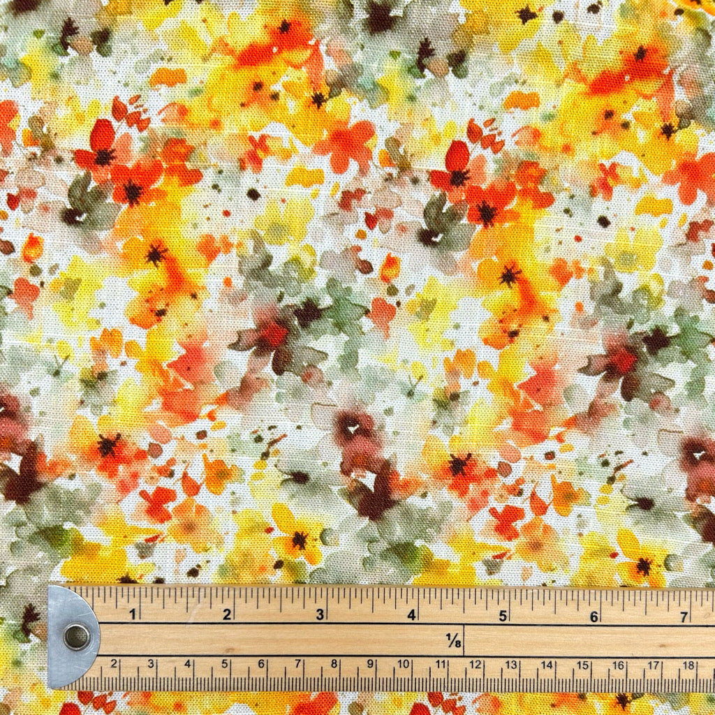 Floral Brushstrokes Linen Viscose Fabric