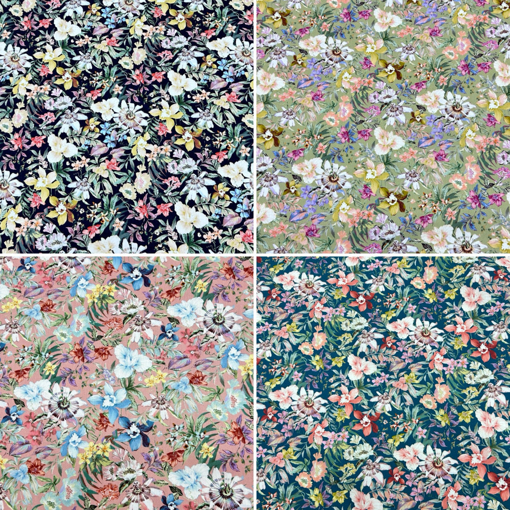 Bright Botanical Rose &amp; Hubble Cotton Poplin Fabric