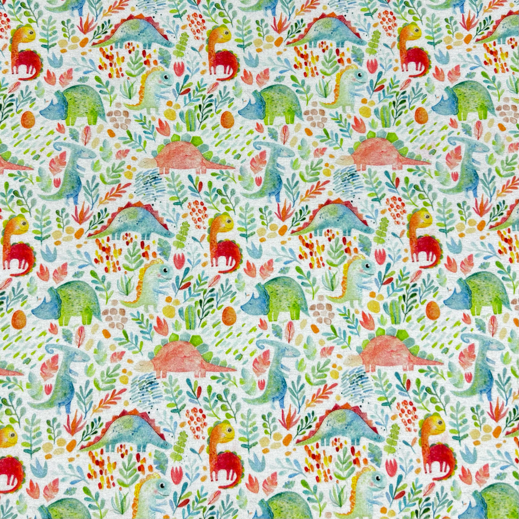 Vibrant Dinosaurs Brushed Cotton Fabric - Pound Fabrics