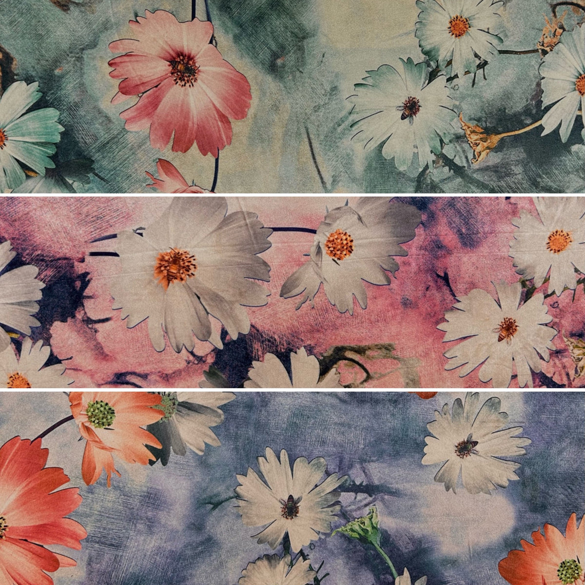 Vintage Daisy Stretch Velvet Fabric